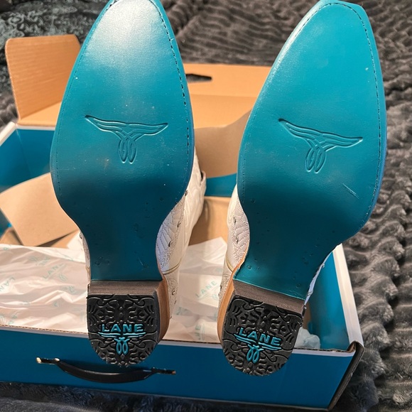 Lane Calypso White Women’s Leather Cowboy Boots - Picture 3 of 10